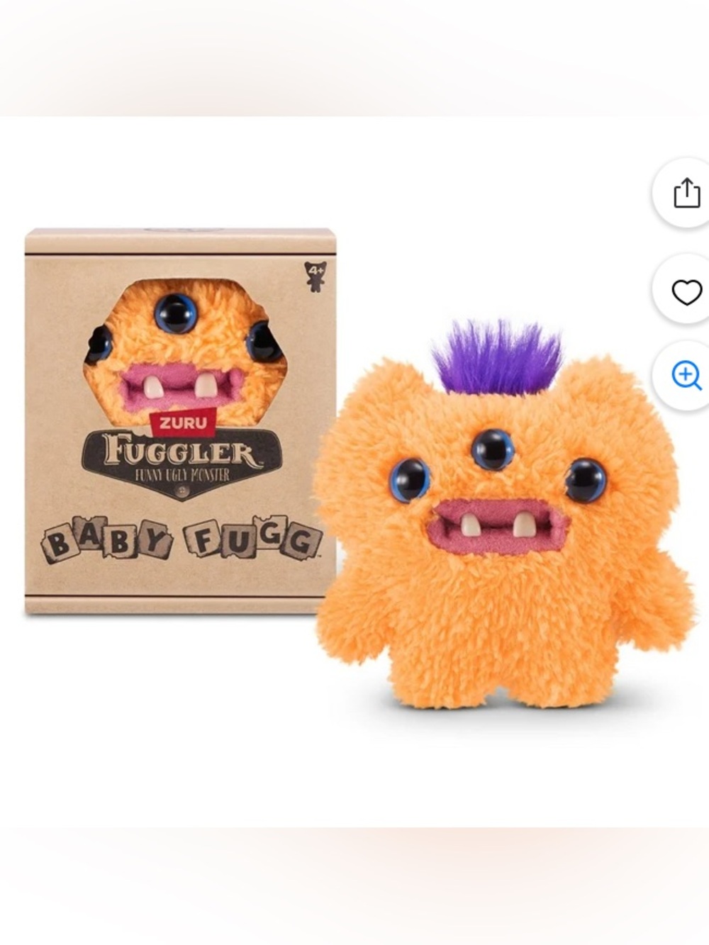 Baby Fugg - Mini Fuggler Plush Keychain Bag Charm - Reak-O (orange, purple hair)